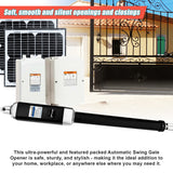 500KG 20W Solar Single Swing Auto Motor Remote Gate Opener - Low Angle