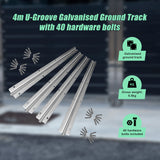 Sliding Gate Hardware Accessories Kit - 4m Track - Close-Up Angle