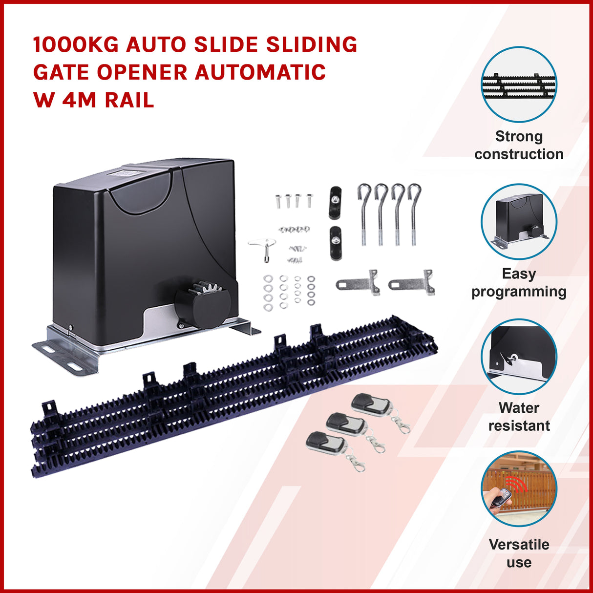 1000KG Auto Slide Sliding Gate Opener Automatic w 4m Rail