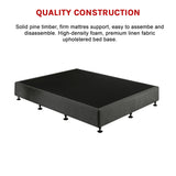 Palermo Queen Ensemble Bed Base Platinum Graphite Linen Fabric - Low Angle