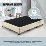 Palermo Queen Ensemble Bed Base Platinum Natural Sand Linen Fabric - Close-Up Angle