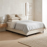 Palermo Queen Ensemble Bed Base Platinum Natural Sand Linen Fabric - Extra Image