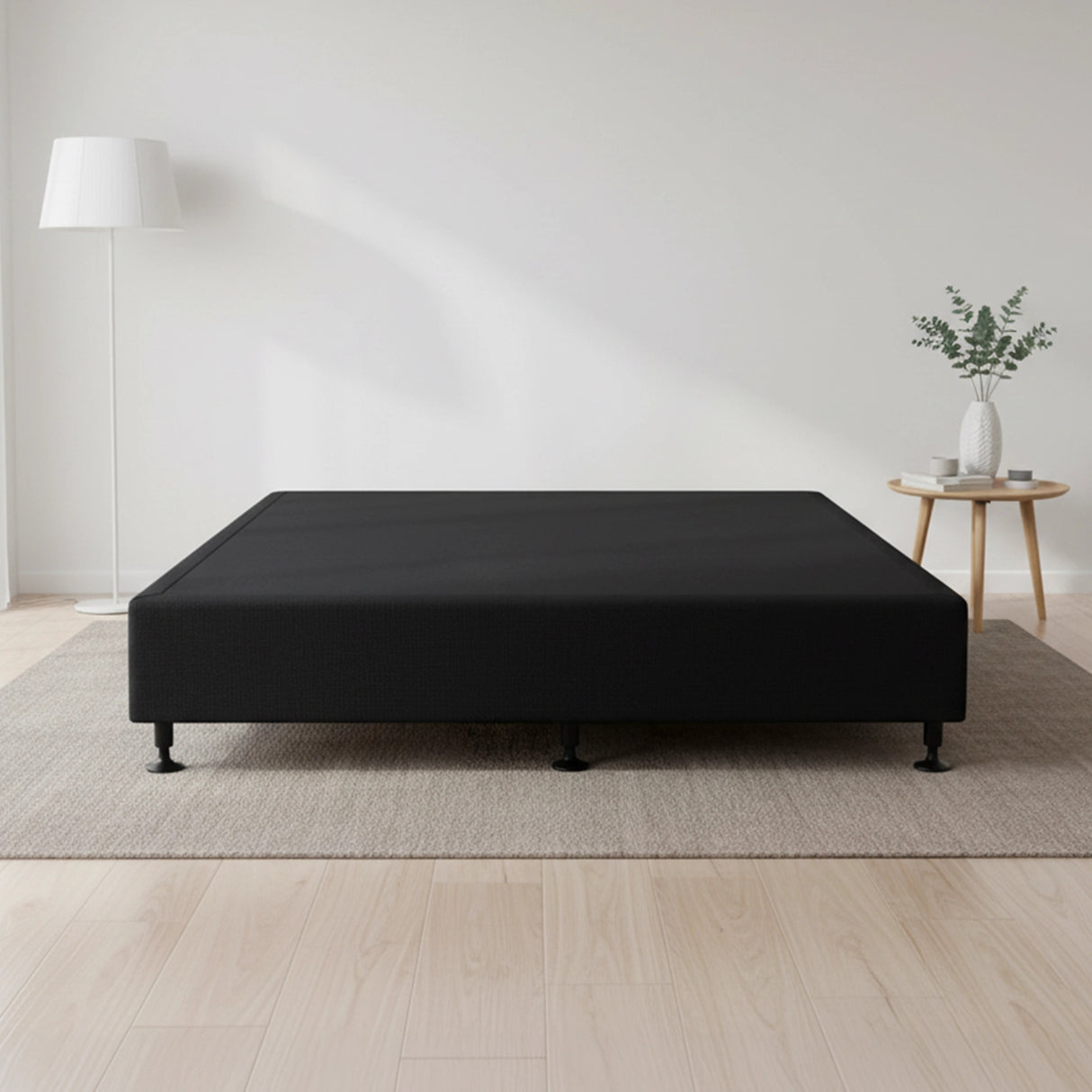 Palermo Queen Ensemble Bed Base Midnight Black Linen Fabric