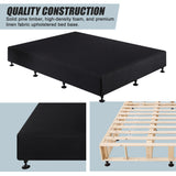 Palermo Queen Ensemble Bed Base Midnight Black Linen Fabric - Low Angle