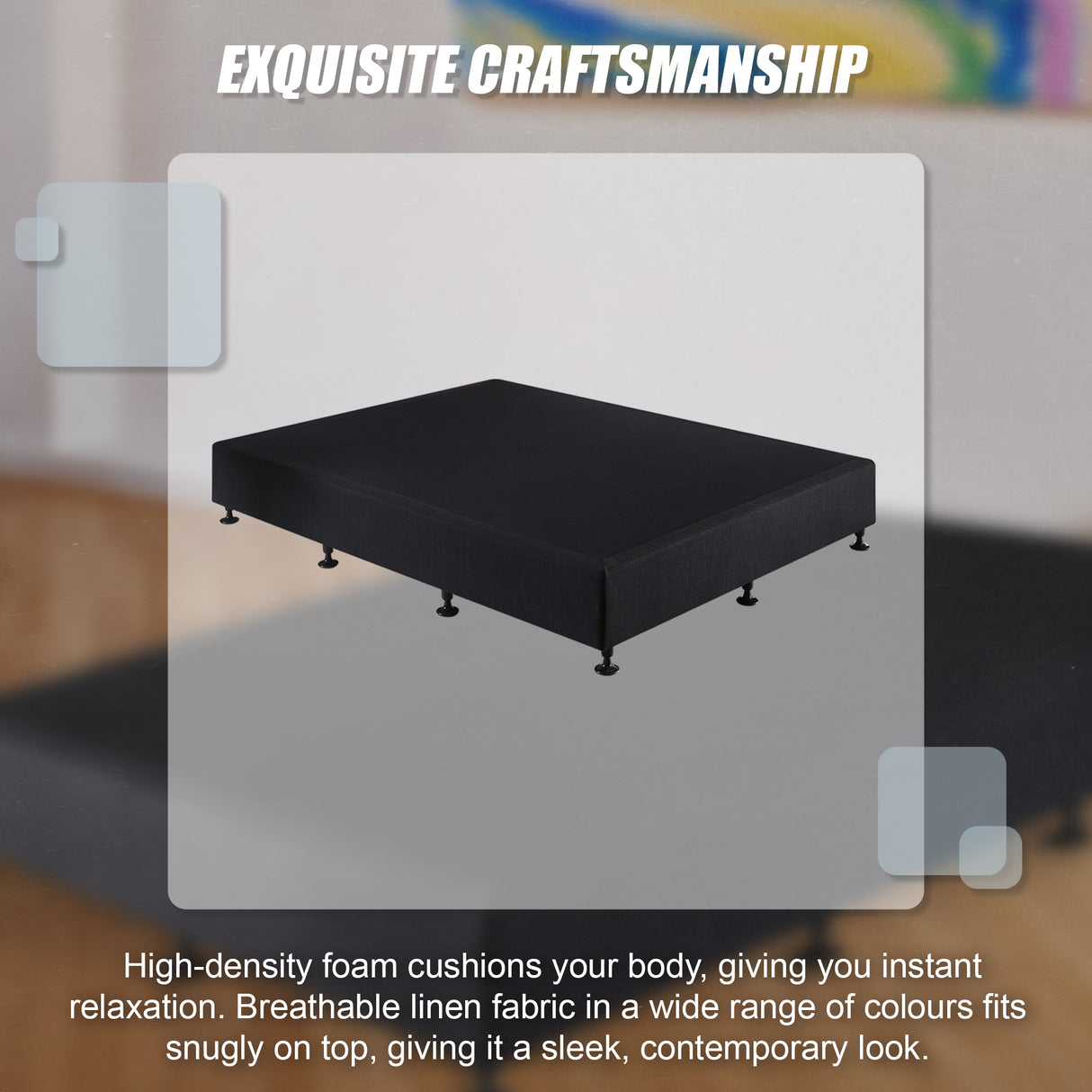 Palermo King Single Ensemble Bed Base Midnight Black Linen Fabric
