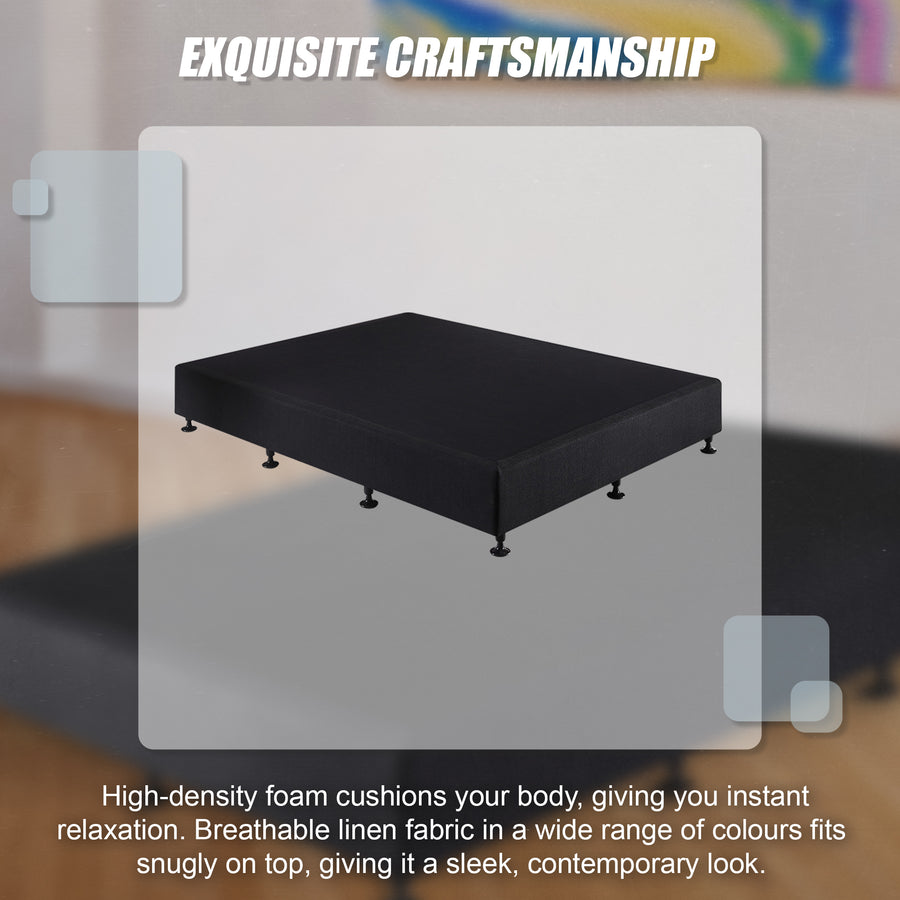 Palermo King Single Ensemble Bed Base Midnight Black Linen Fabric