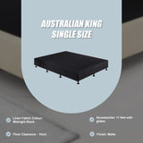 Palermo King Single Ensemble Bed Base Midnight Black Linen Fabric - Extra Image