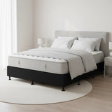 Palermo King Single Ensemble Bed Base Midnight Black Linen Fabric - Close-Up Angle