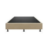 Palermo King Single Ensemble Bed Base Platinum Natural Sand Linen Fabric - Low Angle