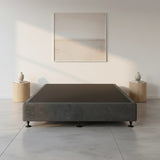 Palermo King Single Ensemble Bed Base Platinum Graphite Linen Fabric - Close-Up Angle