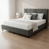 Palermo King Ensemble Bed Base Platinum Graphite Linen Fabric - Close-Up Angle