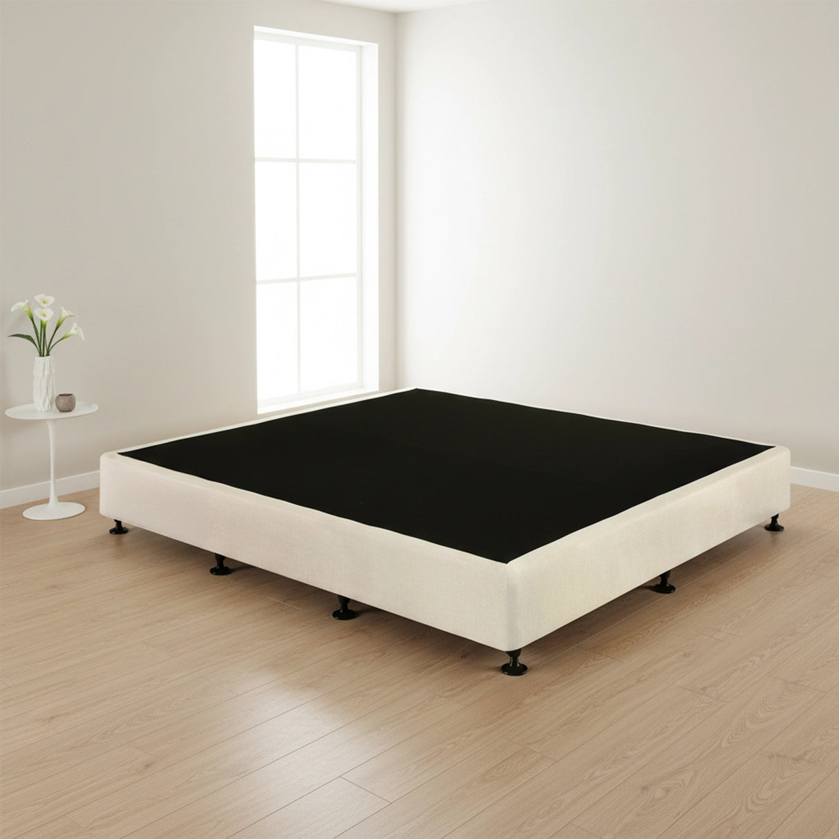 Palermo King Ensemble Bed Base Platinum Natural Sand Linen Fabric