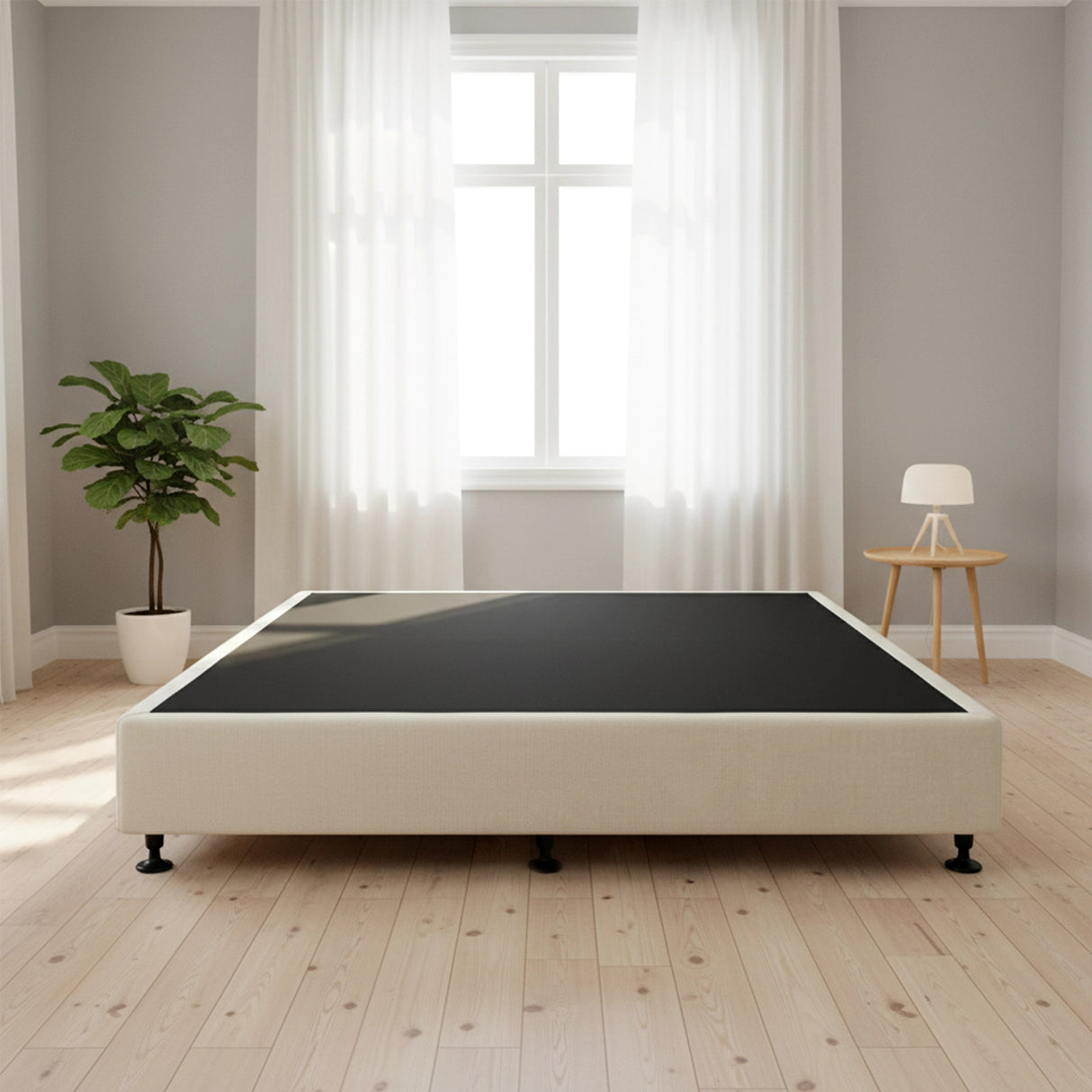 Palermo King Ensemble Bed Base Platinum Natural Sand Linen Fabric