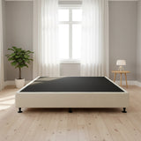 Palermo King Ensemble Bed Base Platinum Natural Sand Linen Fabric - Top-Down View