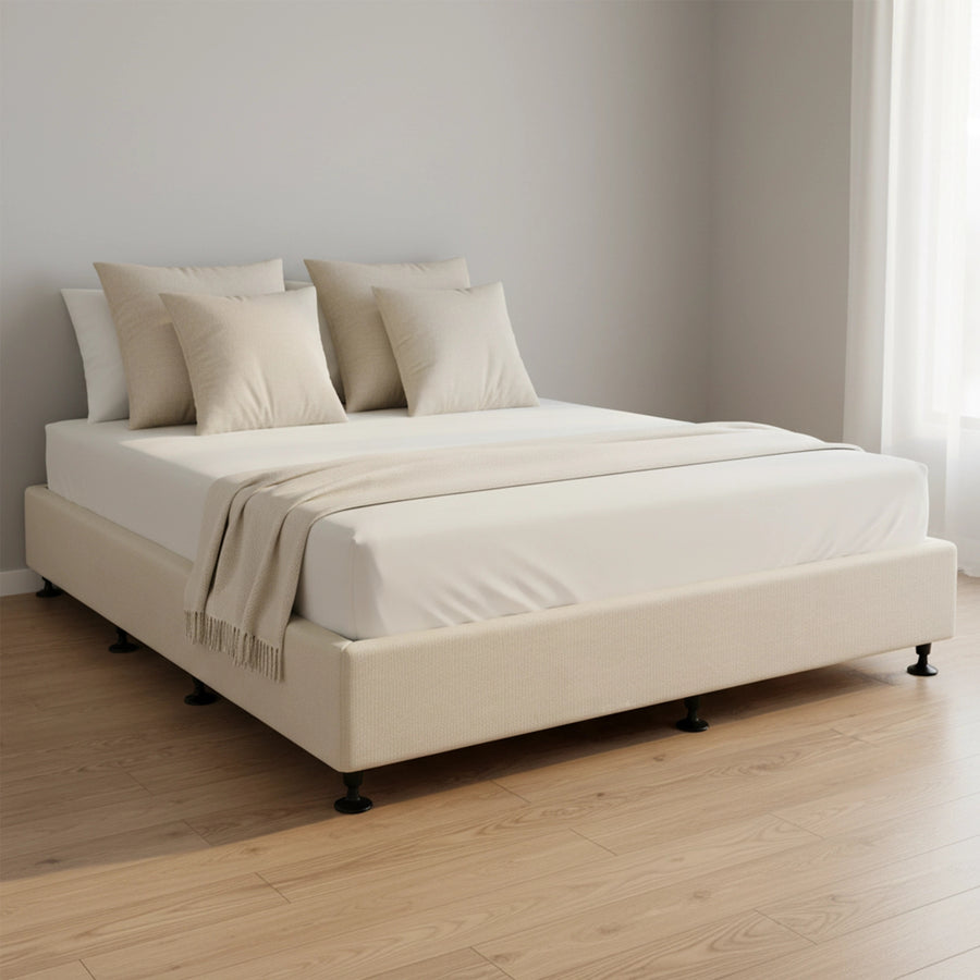 Palermo King Ensemble Bed Base Platinum Natural Sand Linen Fabric