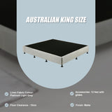 Palermo King Ensemble Bed Base Platinum Light Grey Linen Fabric - Extra Image