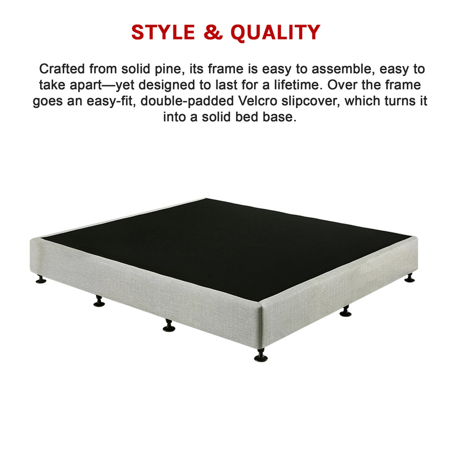 Palermo King Ensemble Bed Base Platinum Light Grey Linen Fabric
