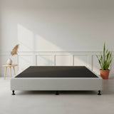 Palermo King Ensemble Bed Base Platinum Light Grey Linen Fabric - Low Angle