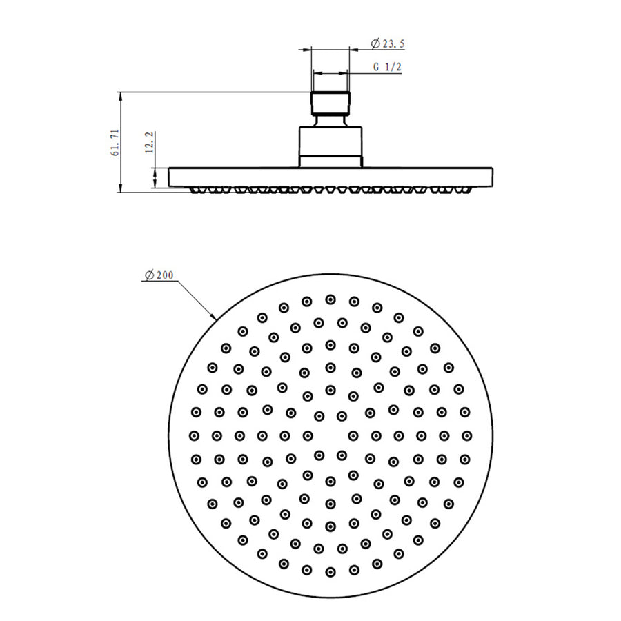 200mm Shower Head Round Chrome Showerhead