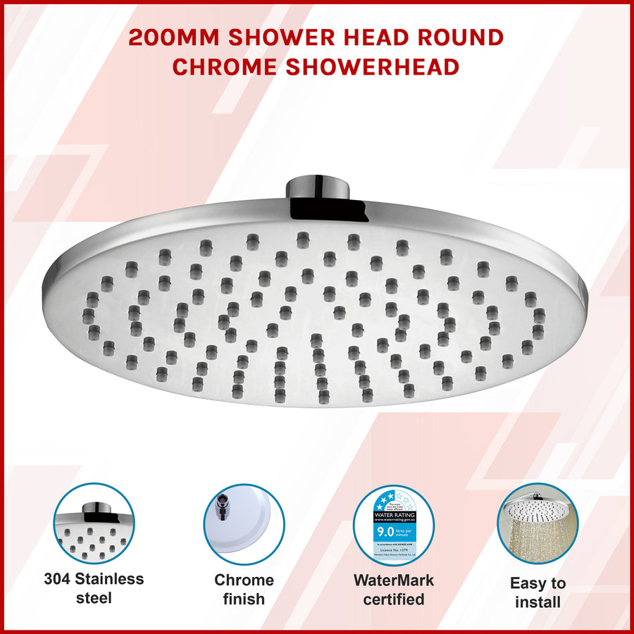 200mm Shower Head Round Chrome Showerhead