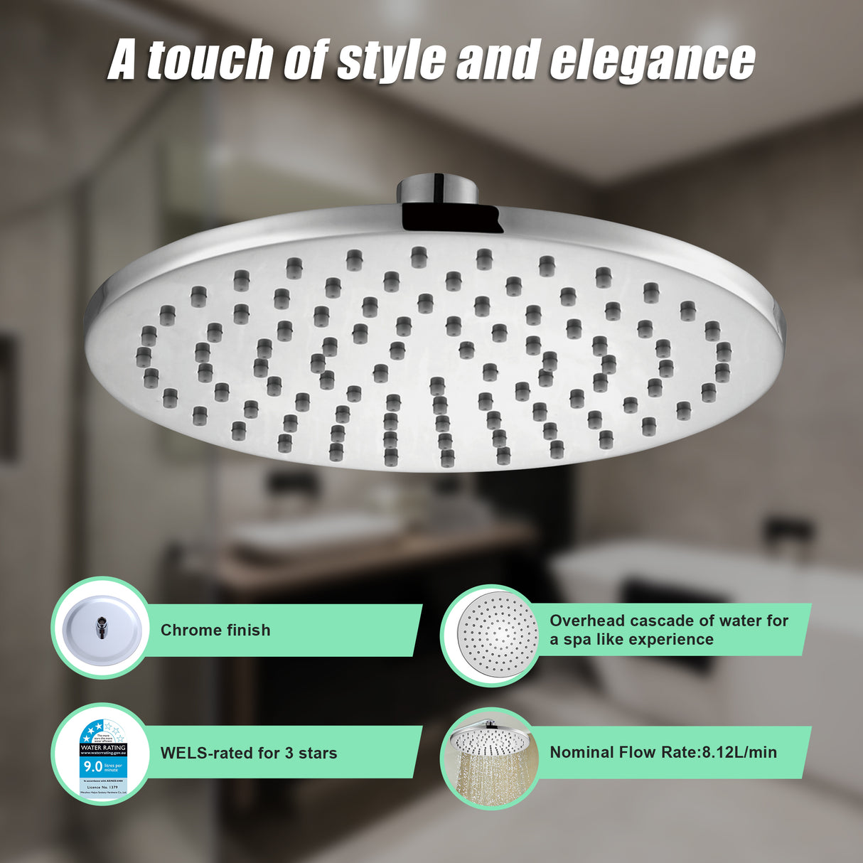 200mm Shower Head Round Chrome Showerhead