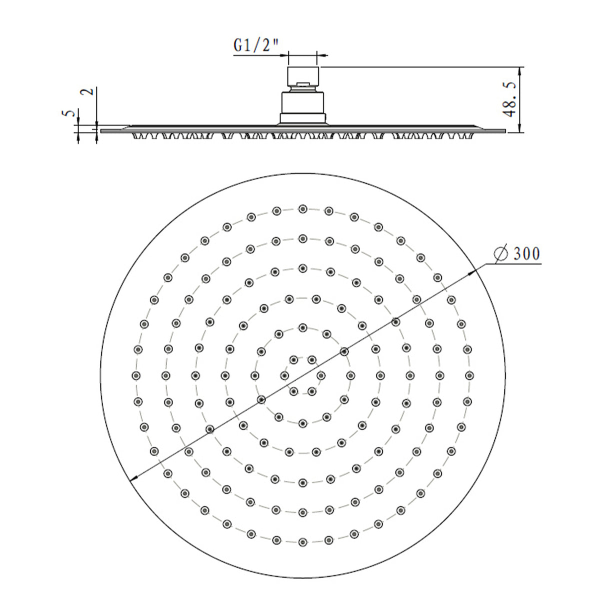 300mm Shower Head Round 304SS Chrome Showerhead