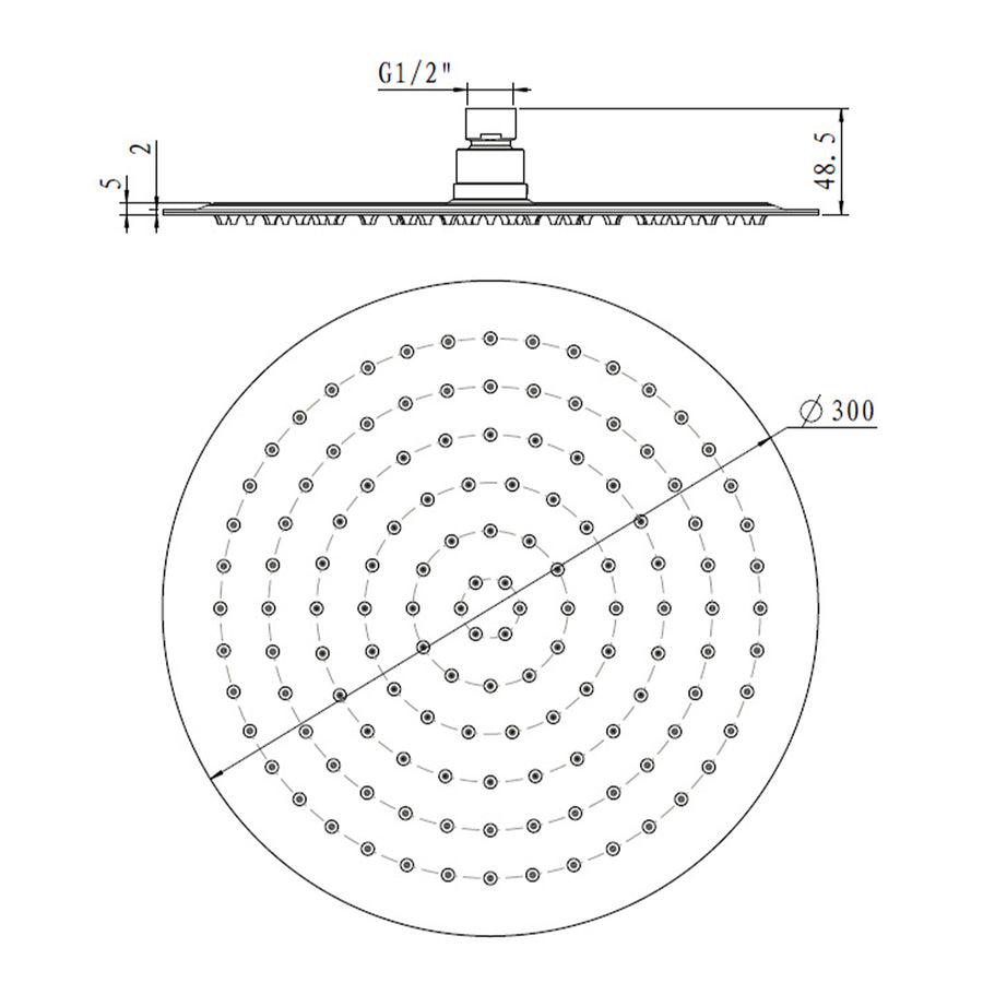 300mm Shower Head Round 304SS Chrome Showerhead