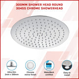 300mm Shower Head Round 304SS Chrome Showerhead - Top-Down View