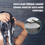 300mm Brass Shower Head Round Chrome Showerhead - Top-Down View