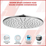300mm Brass Shower Head Round Chrome Showerhead - 45-Degree Angle