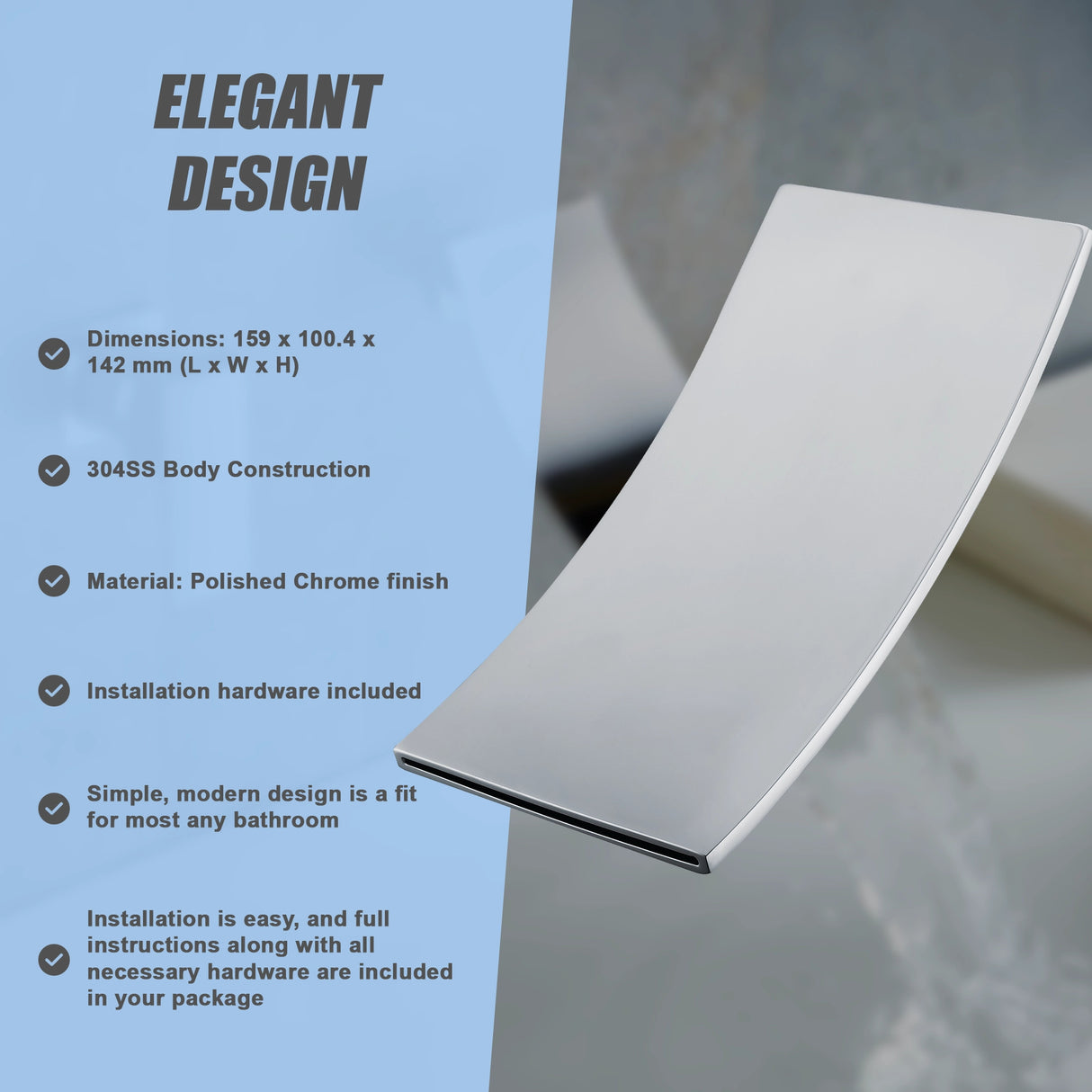 304SS Waterfall Bath Spout