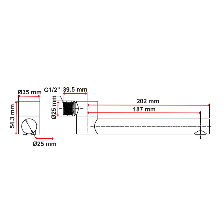 240mm Brass Bath Safety Spout Swivel