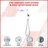 2-in-1 Massage Hand Shower & Head Tap Bathroom Mixer - Top-Down View