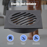 Square Black Floor Grate Drain 110 mm Full Brass Construction - Rear View