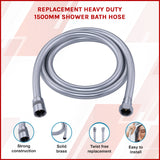 Replacement Heavy Duty 1500mm Shower Bath Hose - Front View