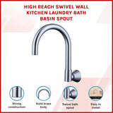 High Reach Swivel Wall Kitchen Laundry Bath Basin Spout - Front View