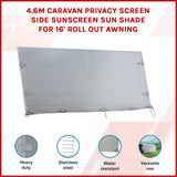 4.6m Caravan Privacy Screen Side Sunscreen Sun Shade for 16' Roll Out Awning - Front View