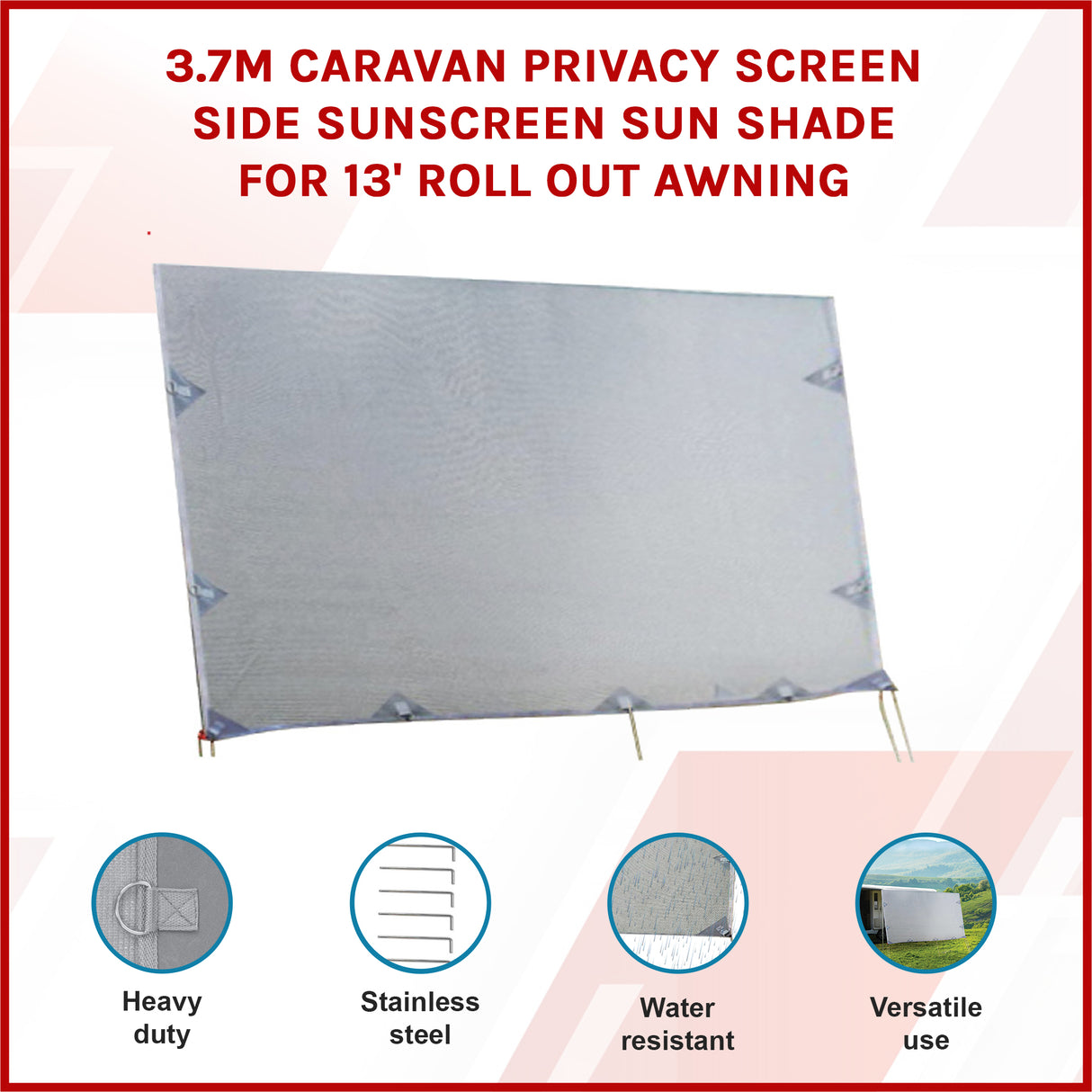 3.7m Caravan Privacy Screen Side Sunscreen Sun Shade for 13' Roll Out Awning