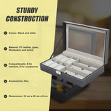 6+3 Grid Watch Sunglass Eyeglasses Display Box Case Storage Organizer PU Leather - Extra Image