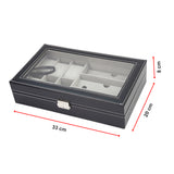 6+3 Grid Watch Sunglass Eyeglasses Display Box Case Storage Organizer PU Leather - Extra Image