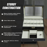 12 Grids Watch Display Case Leather jewellery Storage Box Organiser Lock Key - Side View