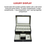 12 Grids Watch Display Case Leather jewellery Storage Box Organiser Lock Key - Extra Image