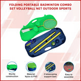 Folding Portable Badminton Combo Set Volleyball Net Outdoor Sports - Close-Up Angle