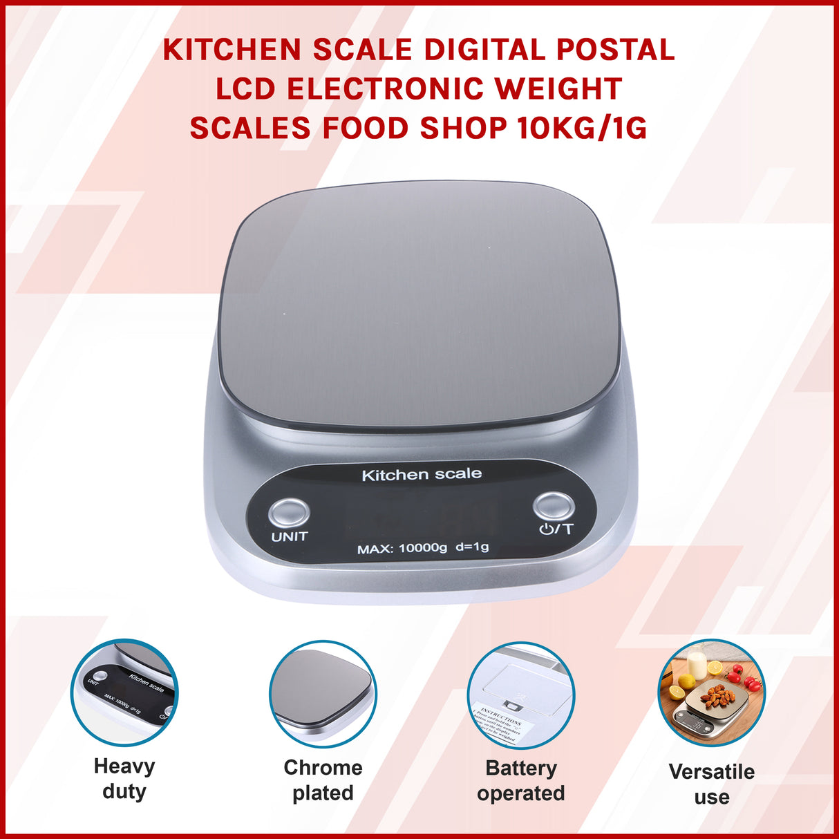 Digital Kitchen Scale LCD Electronic Postal Food Weight Scales 10kg/1g