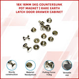 18x 16mm 5kg Countersunk Pot Magnet | Rare Earth Latch Door Drawer Cabinet - Front View