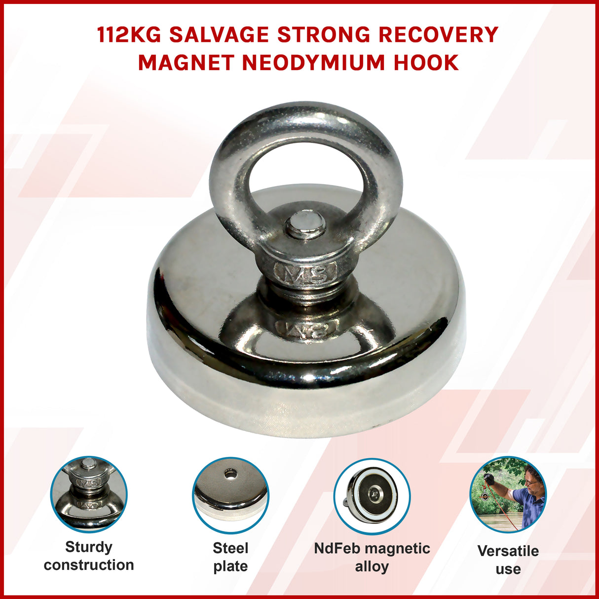 112Kg Salvage Strong Recovery Magnet Neodymium Hook