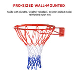 Pro Size Wall Mounted Basketball Hoop Ring Goal Net Rim Dunk Shooting Outdoor - Low Angle