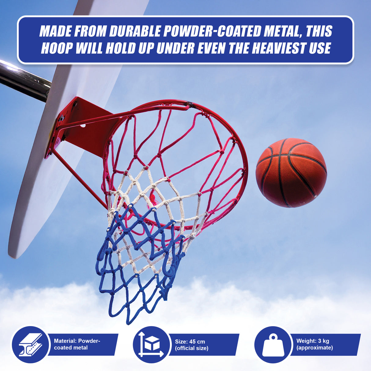 Pro Size Wall Mounted Basketball Hoop Ring Goal Net Rim Dunk Shooting Outdoor