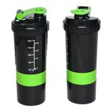 2x Protein Shaker Bottle Set &ndash; 3-in-1 Smart Blender Mixer Cup for Gym & Fitness - Side View