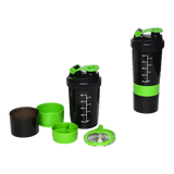 2x Protein Shaker Bottle Set &ndash; 3-in-1 Smart Blender Mixer Cup for Gym & Fitness